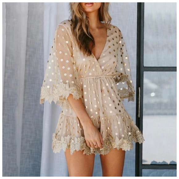 Dresses & Skirts - 🌞 The AFTONY Metallic Gold Sheer Dress